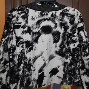 Chicos Women's Sequin Japanese Picture Jacket Size 1 (Medium)